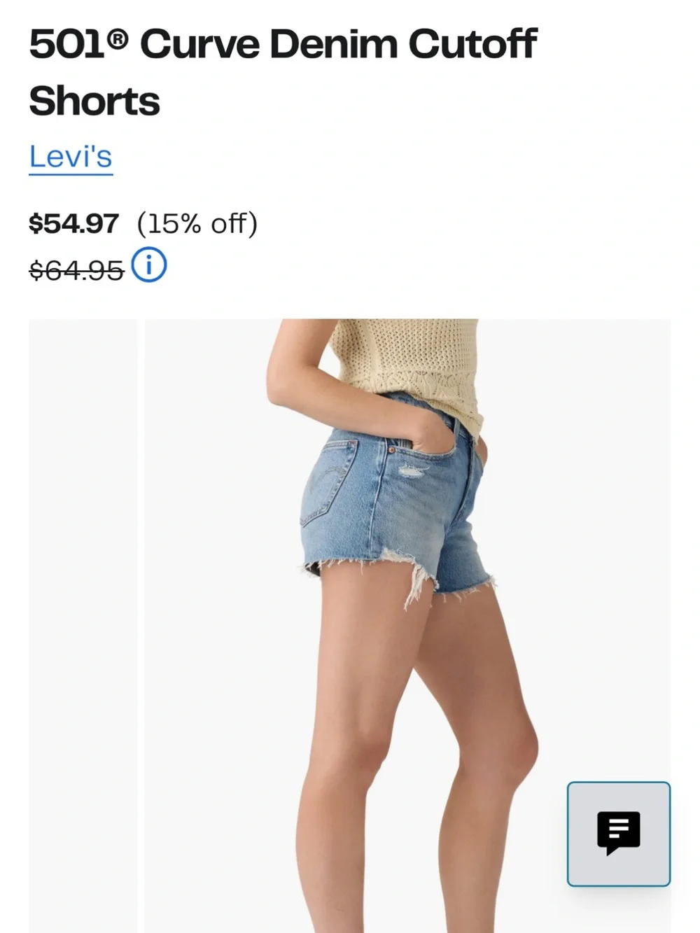 Levi's Light Blue Frayed Hem Denim Cutoff Shorts